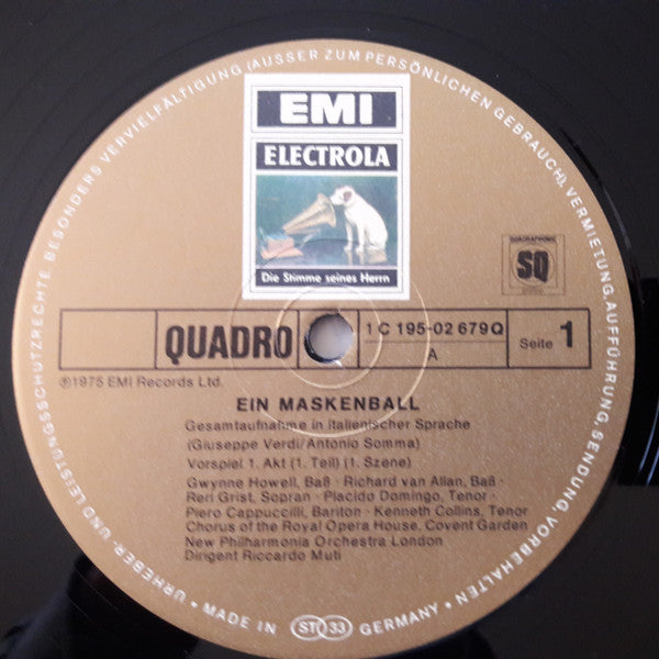 Giuseppe Verdi, Martina Arroyo, Placido Domingo, Piero Cappuccilli, Fiorenza Cossotto, Reri Grist, Chorus Of The Royal Opera House, Covent Garden, New Philharmonia Orchestra, Riccardo Muti : Ein Maskenball (Un Ballo In Maschera) (Box, Album + 3xLP, Quad)