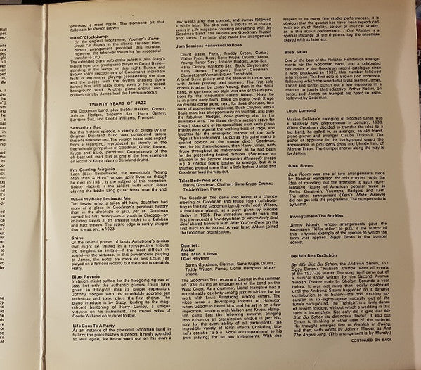 Benny Goodman : The Famous 1938 Carnegie Hall Jazz Concert  (2xLP, Gat)
