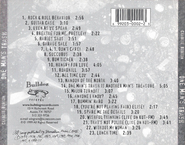 Charlie Burton : One Man's Trash (The Charlie Burton Story: '77-'99) (CD, Comp)