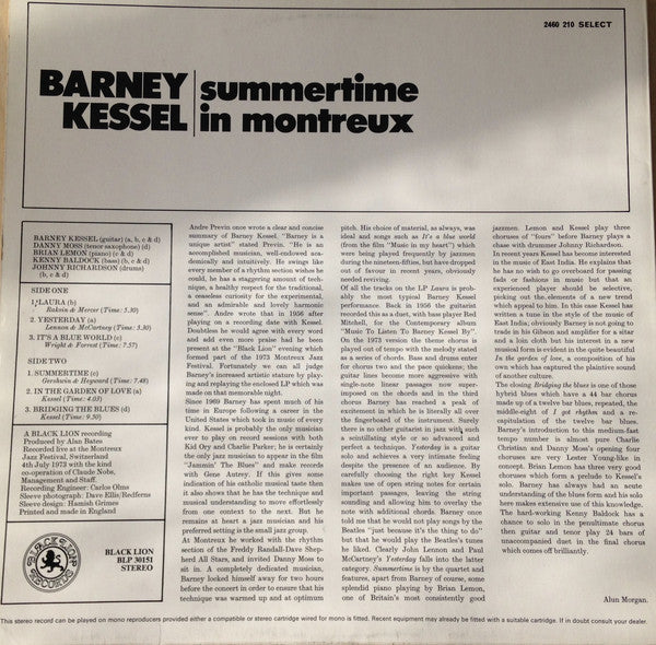 Barney Kessel : Summertime In Montreux (LP, Album)