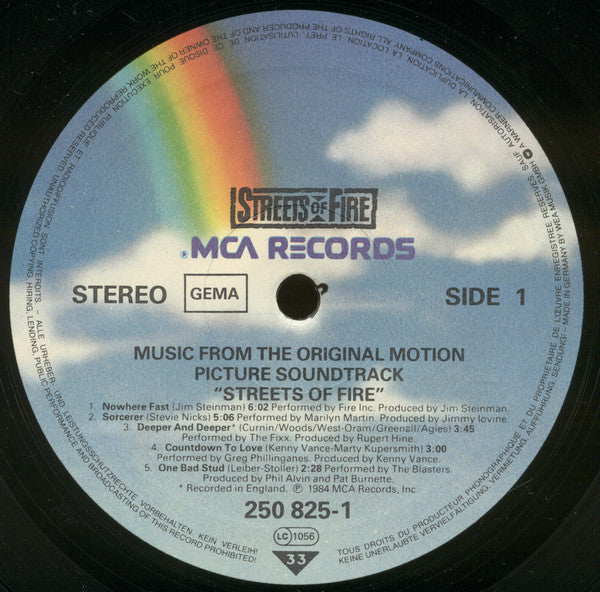 Various : Streets Of Fire (Music From The Original Motion Picture Soundtrack) (LP, Comp)