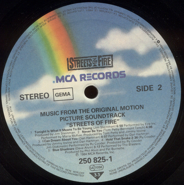 Various : Streets Of Fire (Music From The Original Motion Picture Soundtrack) (LP, Comp)