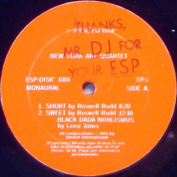 New York Art Quartet : New York Art Quartet (LP, Album, Mono)