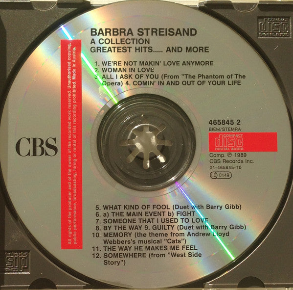 Barbra Streisand : A Collection (Greatest Hits...And More) (CD, Comp)