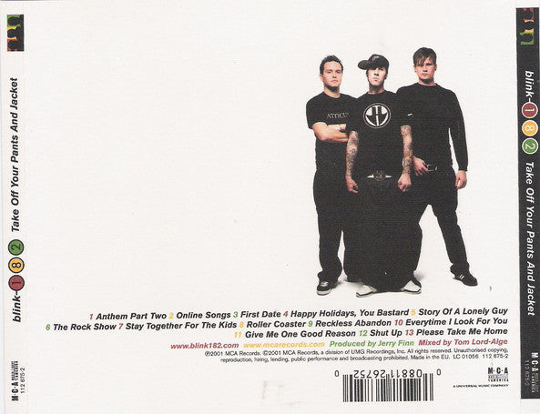 Blink-182 : Take Off Your Pants And Jacket (CD, Album)