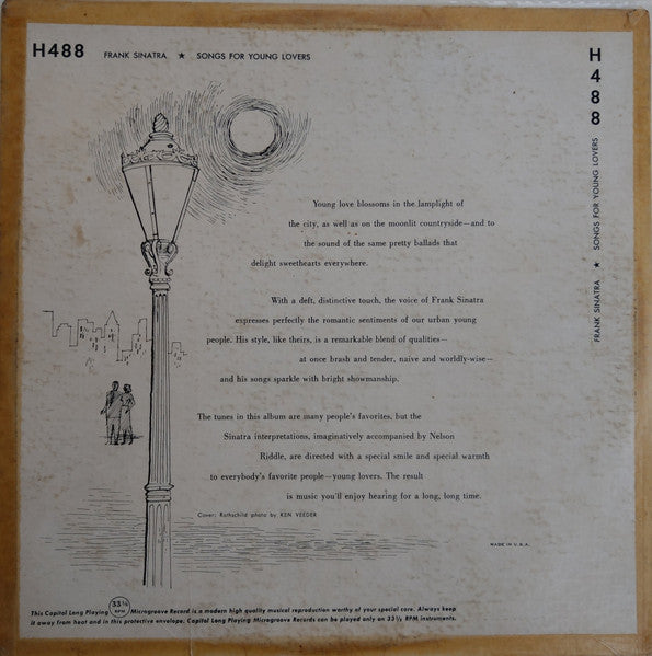 Frank Sinatra : Songs For Young Lovers (10", Album, Mono, Scr)