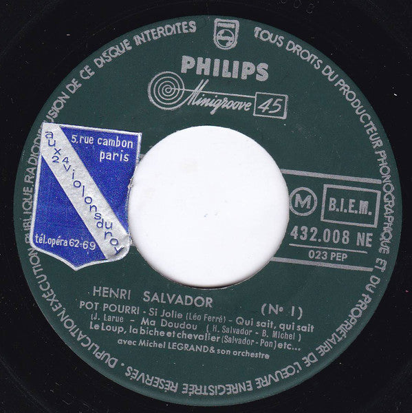 Henri Salvador : 1 - Pot Pourri (7", EP, Mono, RP)
