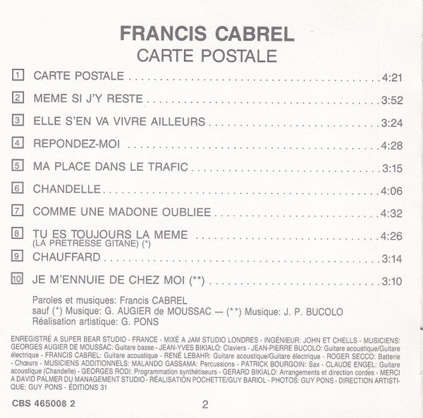 Francis Cabrel : Carte Postale (CD, Album, RE)