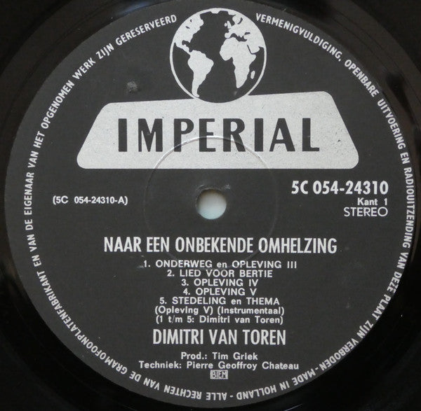 Dimitri Van Toren : Naar Een Onbekende Omhelzing (LP, Album)