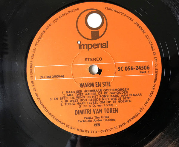 Dimitri van Toren : Warm En Stil (LP, Album, Gat)