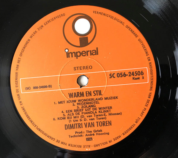 Dimitri van Toren : Warm En Stil (LP, Album, Gat)