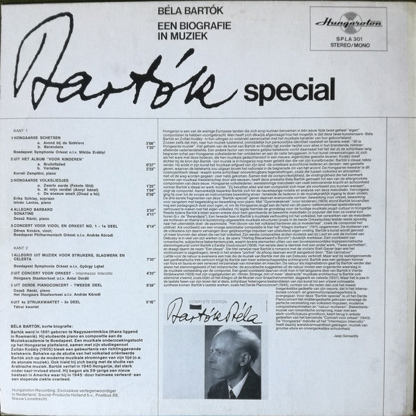 Béla Bartók : Bartók Special (LP, Comp, Mono, Smplr)