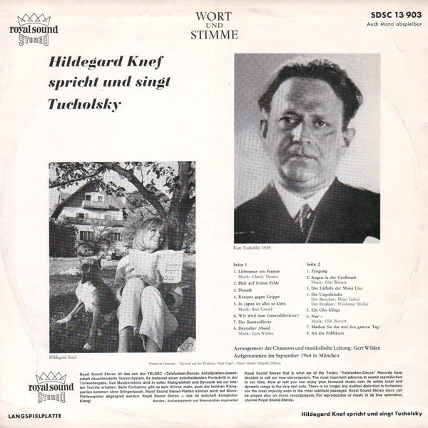 Hildegard Knef Spricht Und Singt Kurt Tucholsky : Hildegard Knef Spricht Und Singt Tucholsky (LP, Album)