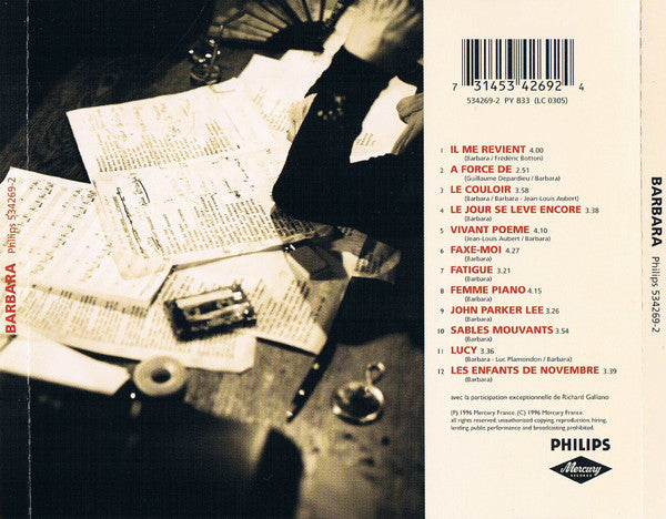 Barbara (5) : Barbara (CD, Album, Jew)