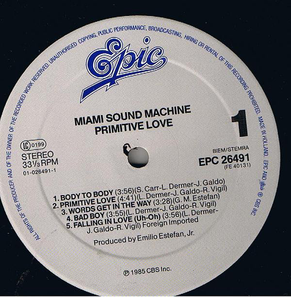 Miami Sound Machine : Primitive Love (LP, Album)