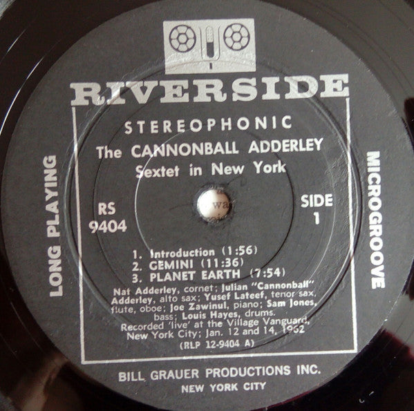 The Cannonball Adderley Sextet* : In New York (LP, Album)