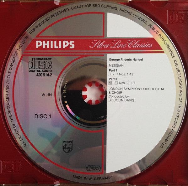 Georg Friedrich Händel, Heather Harper, Helen Watts, John Wakefield - John Shirley-Quirk, London Symphony Orchestra And London Symphony Chorus, Sir Colin Davis : Messiah (2xCD, RE, RM)