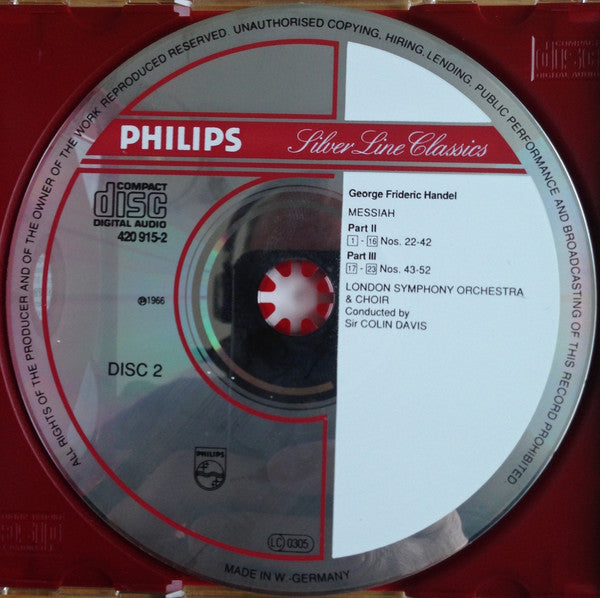 Georg Friedrich Händel, Heather Harper, Helen Watts, John Wakefield - John Shirley-Quirk, London Symphony Orchestra And London Symphony Chorus, Sir Colin Davis : Messiah (2xCD, RE, RM)