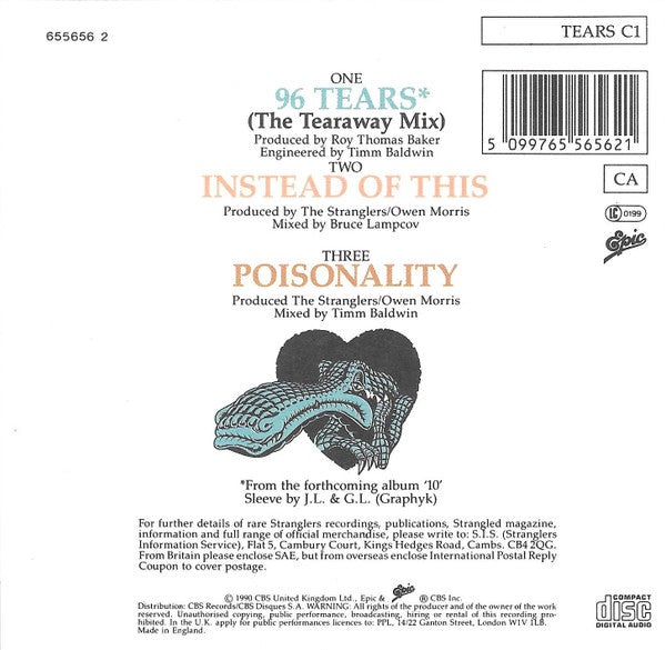 The Stranglers : 96 Tears (CD, Single, Tea)