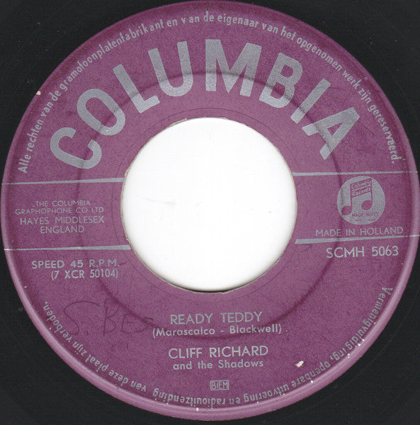 Cliff Richard & The Shadows : Ready Teddy / Mean Woman Blues (7", Single)