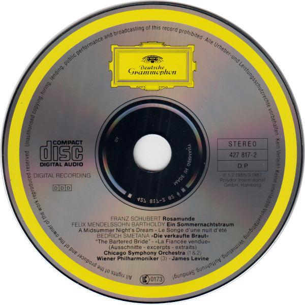 Felix Mendelssohn-Bartholdy / Franz Schubert / James Levine (2) : Ein Sommernachtstraum / A Midsummer Night's Dream / Le Songe D'une Nuit D'été - Rosamunde (Ausschnitte - excerpts - extraits) (CD, Comp)