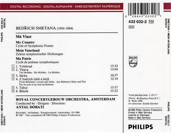Bedřich Smetana, Antal Dorati, Concertgebouworkest : Mein Vaterland (CD, Album)
