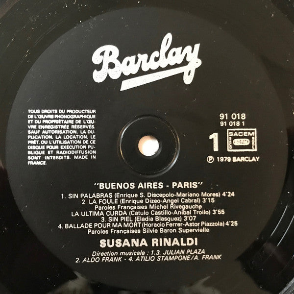 Susana Rinaldi : Buenos-Aires...Paris (LP, Album, Gat)