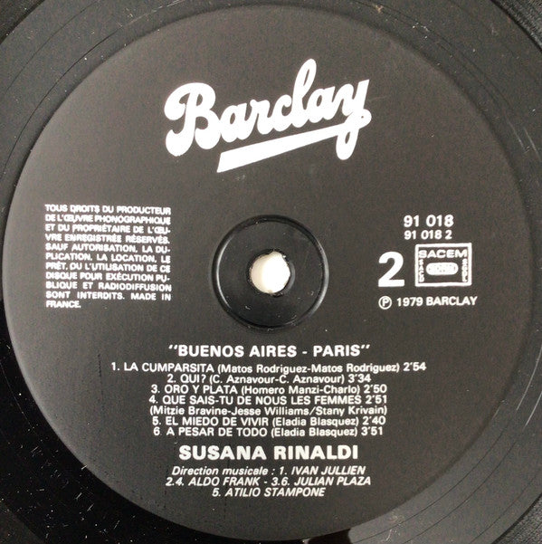 Susana Rinaldi : Buenos-Aires...Paris (LP, Album, Gat)