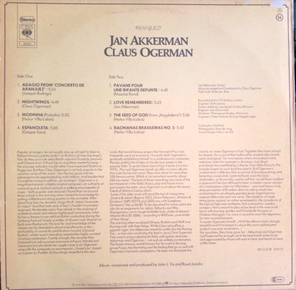 Jan Akkerman & Claus Ogerman : Aranjuez (LP, Album)