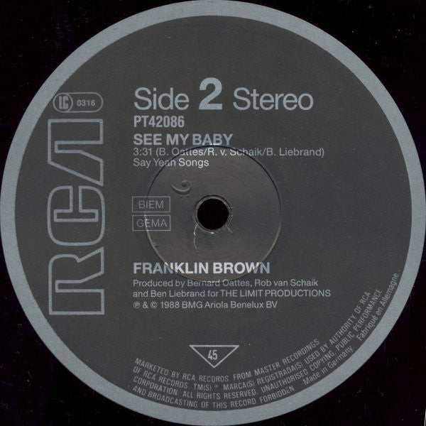 Franklin Brown : Blame It On The Boogie (12", Maxi)