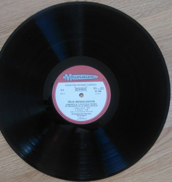 Felix Mendelssohn-Bartholdy / Duo De Pianos Billard-Azaïs, Kammerorchester Des Saarländischen Rundfunks, Saarbrücken Direction : Karl Ristenpart : Concerto N° 2 Pour Deux Pianos Et Orchestre En La Bémol Majeur / Ouverture De Concert N° 4 Des Contes De La Belle Mélusine (LP)