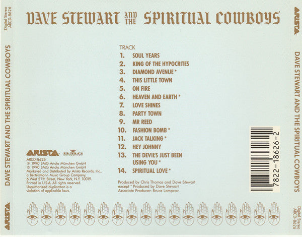 Dave Stewart And The Spiritual Cowboys : Dave Stewart And The Spiritual Cowboys (CD, Album)