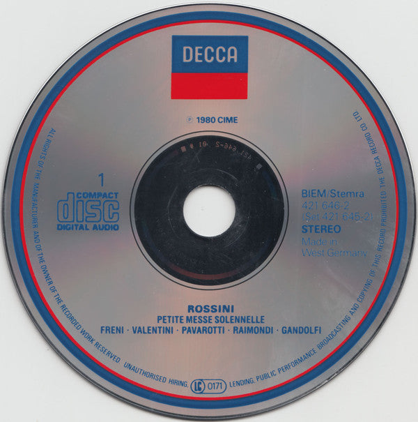 Gioacchino Rossini, Luciano Pavarotti, Mirella Freni, Lucia Valentini Terrani, Ruggero Raimondi : Petite Messe Solennelle (2xCD)