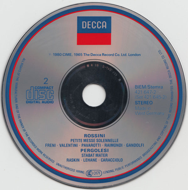 Gioacchino Rossini, Luciano Pavarotti, Mirella Freni, Lucia Valentini Terrani, Ruggero Raimondi : Petite Messe Solennelle (2xCD)