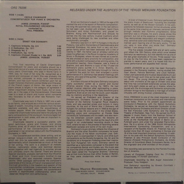 Cecile Chaminade*, Ernst Von Dohnanyi* - James Johnson (27), The Royal Philharmonic Orchestra*, Paul Freeman (3) : Concertstück For Piano & Orchestra / Five Piano Pieces (LP)