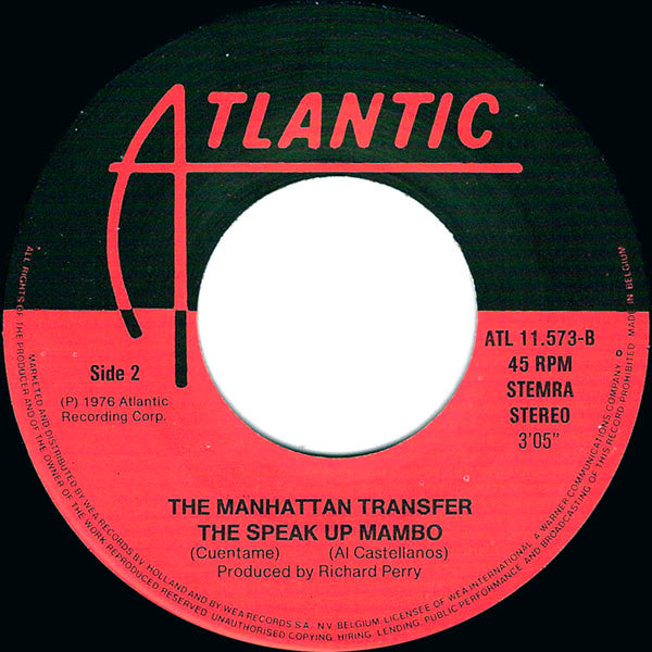 Manhattan Transfer* : Chanson D'Amour / The Speak Up Mambo (Cuentame) (7", Single, RE)