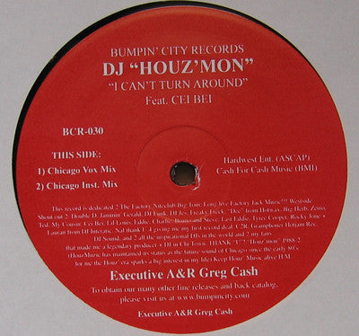 Houz' Mon : I Can't Turn Around (12", S/Sided)