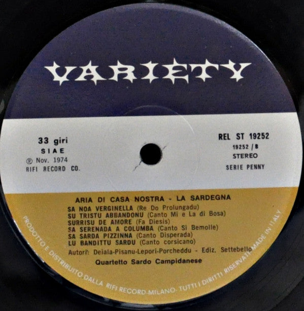 Quartetto Sardo Campidanese : Aria Di Casa Nostra - La Sardegna (LP, Comp)