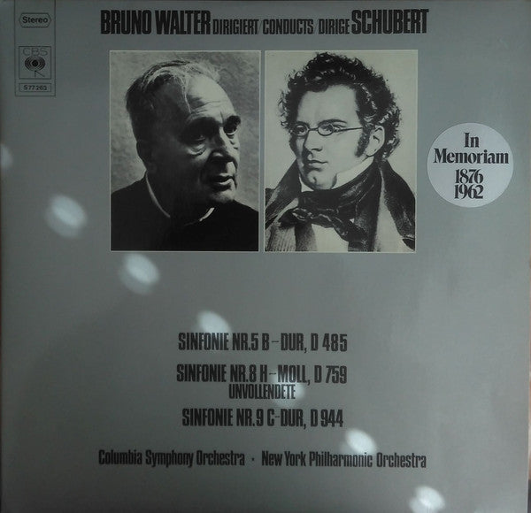 Bruno Walter Conducts Schubert*, Columbia Symphony Orchestra, New York Philharmonic Orchestra* : Sinfonie Nr. 5 / 8 / 9 (2xLP, Comp, Gat)