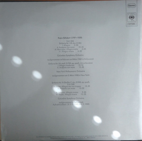 Bruno Walter Conducts Schubert*, Columbia Symphony Orchestra, New York Philharmonic Orchestra* : Sinfonie Nr. 5 / 8 / 9 (2xLP, Comp, Gat)