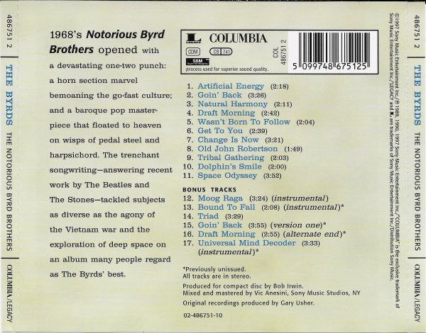 The Byrds : The Notorious Byrd Brothers (CD, Album, RE, RM, DAD)