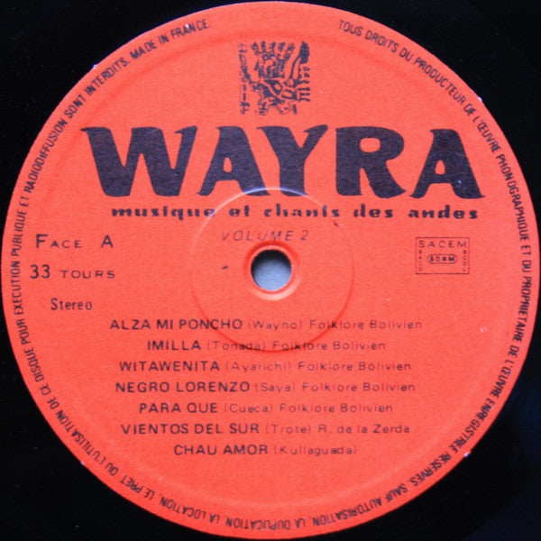 Wayra (2) : Puka Yana (Musiques Et Chants Des Andes Volume 2) (LP, Album)