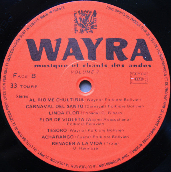 Wayra (2) : Puka Yana (Musiques Et Chants Des Andes Volume 2) (LP, Album)