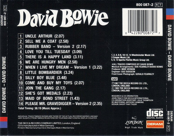 David Bowie : David Bowie (CD, Album, RE, RM)