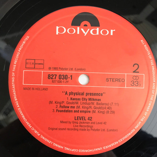 Level 42 : A Physical Presence (2xLP, Album)