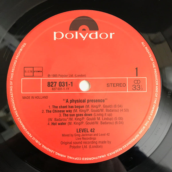 Level 42 : A Physical Presence (2xLP, Album)