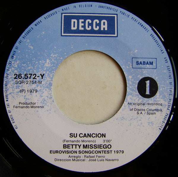 Betty Missiego : Su Canción (7", Single)
