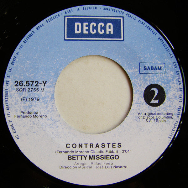 Betty Missiego : Su Canción (7", Single)