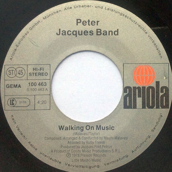 Peter Jacques Band : Walking On Music / Fly With The Wind (7", Single, M/Print)