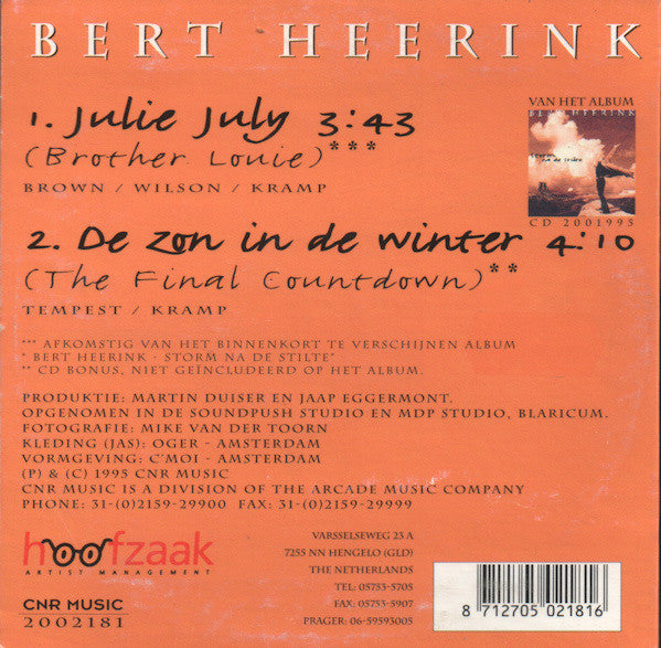 Bert Heerink : Julie July (CD, Single)